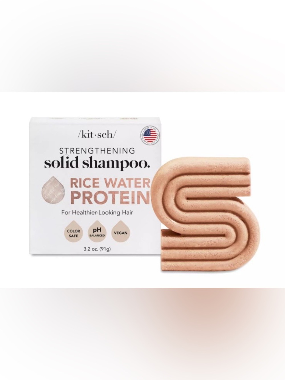 Kitsch Rice Water Protein Strengthening Solid Shampoo Bar - Light Beige